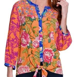 John Mark floral tie front tip